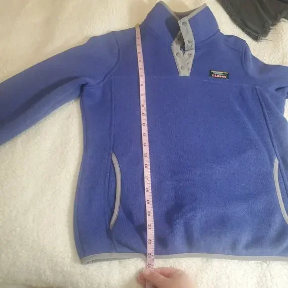 L.L. Bean Quarter Snap Knit Fleece Sweater Jacket Blue Women's XS Petite - Picture 12 of 12